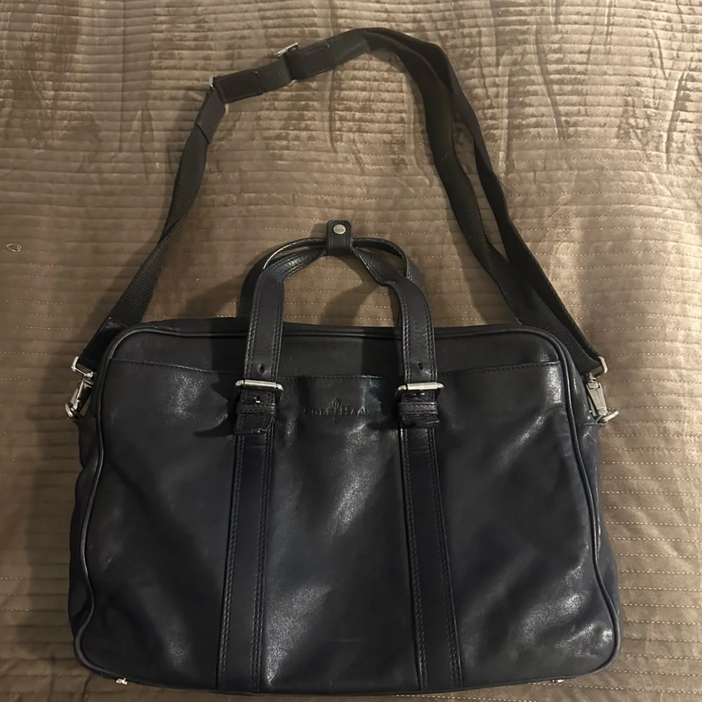 Cole Haan Black Leather Laptop Convertible Bag